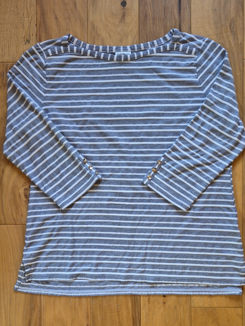 croft & barrow Blue and White Striped Boatneck Top